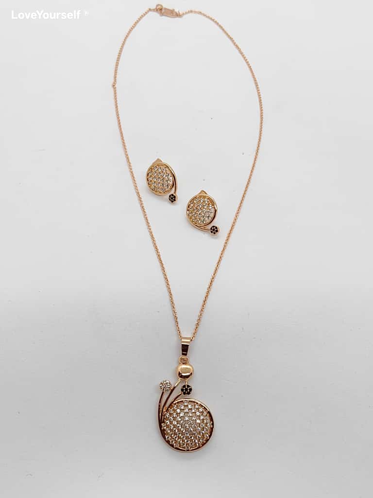 CZ Stone Gold Plated Chain Necklace.